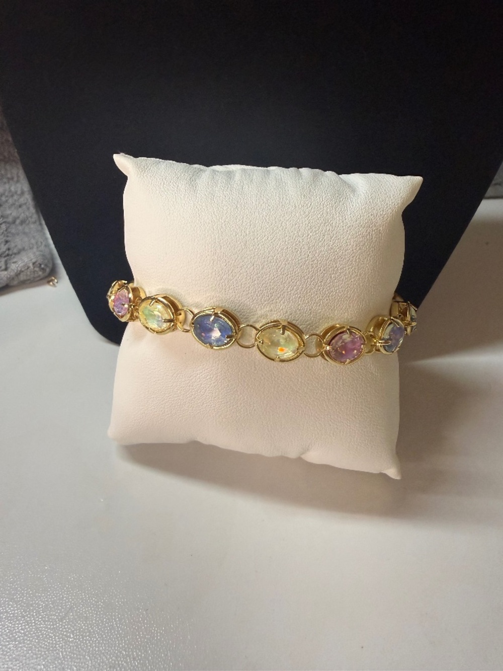 Gold plated multi colored stone bracelet/anklet
